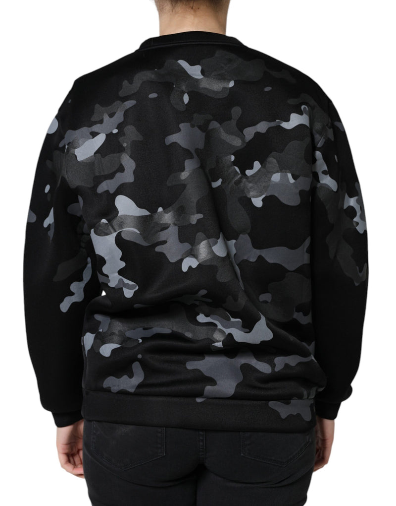 Dolce & Gabbana Black Camouflage Round Neck Sweatshirt