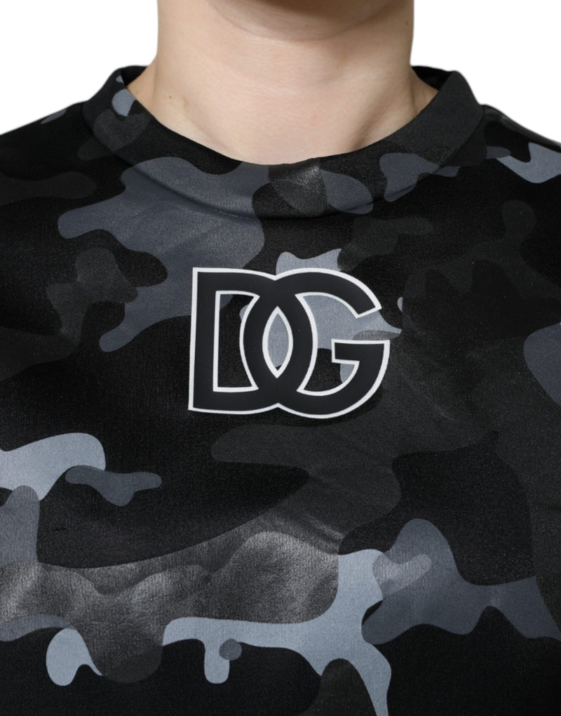 Dolce & Gabbana Black Camouflage Round Neck Sweatshirt