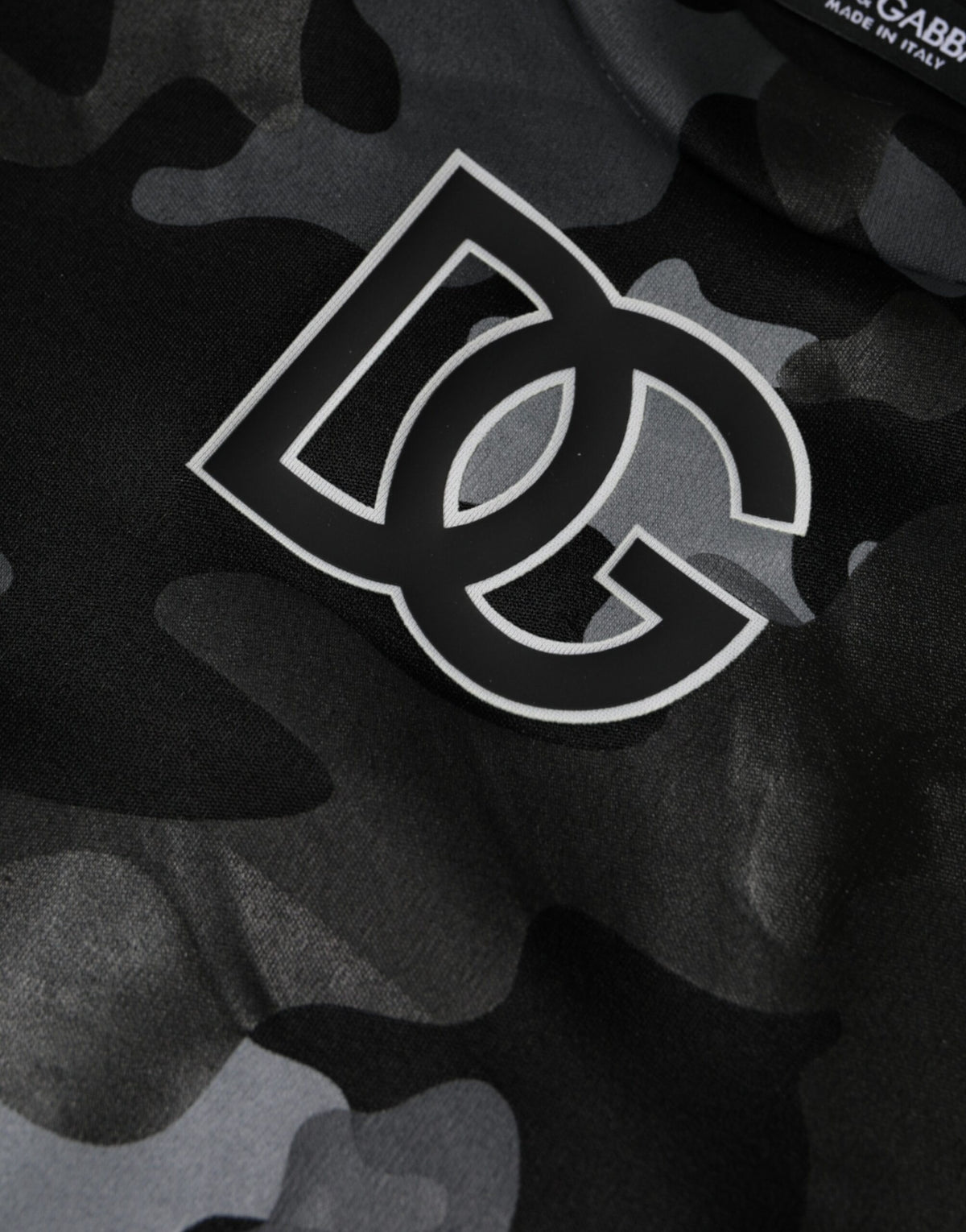 Dolce & Gabbana Sweatshirt Noir Camouflage à Col Rond