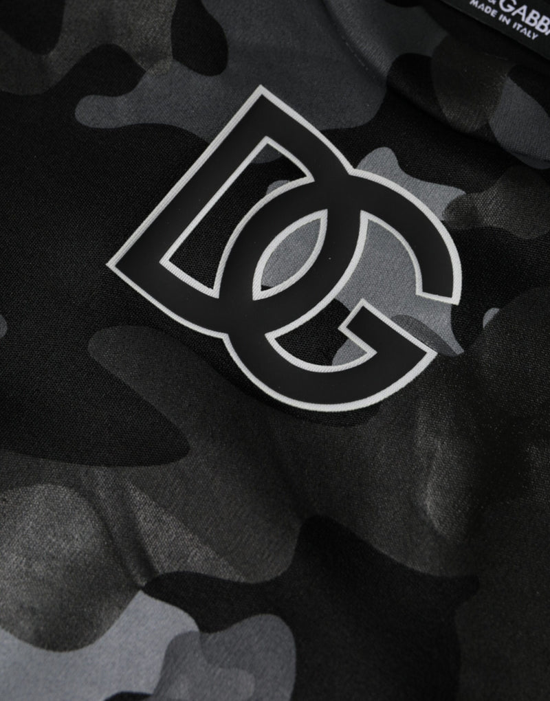 Dolce & Gabbana Sweatshirt Noir Camouflage à Col Rond