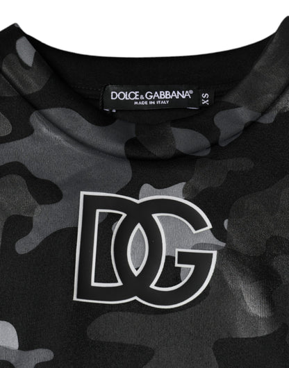 Pull en sweat à col rond noir à motif camouflage Dolce & Gabbana