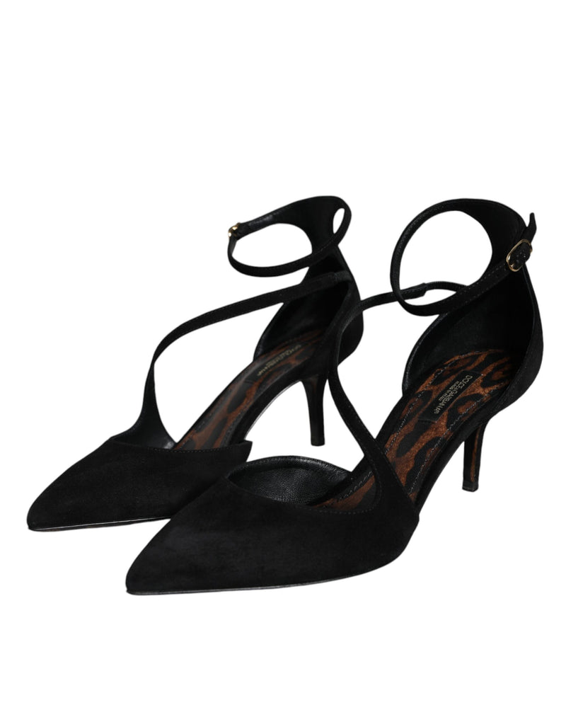 Dolce & Gabbana Black Suede Ankle Strap Pumps - EU36/US6