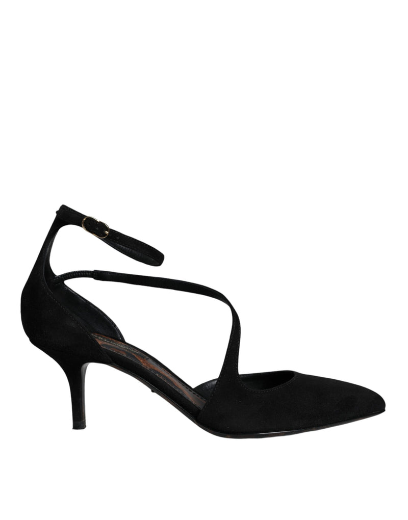 Dolce & Gabbana Black Suede Ankle Strap Pumps - EU36/US6