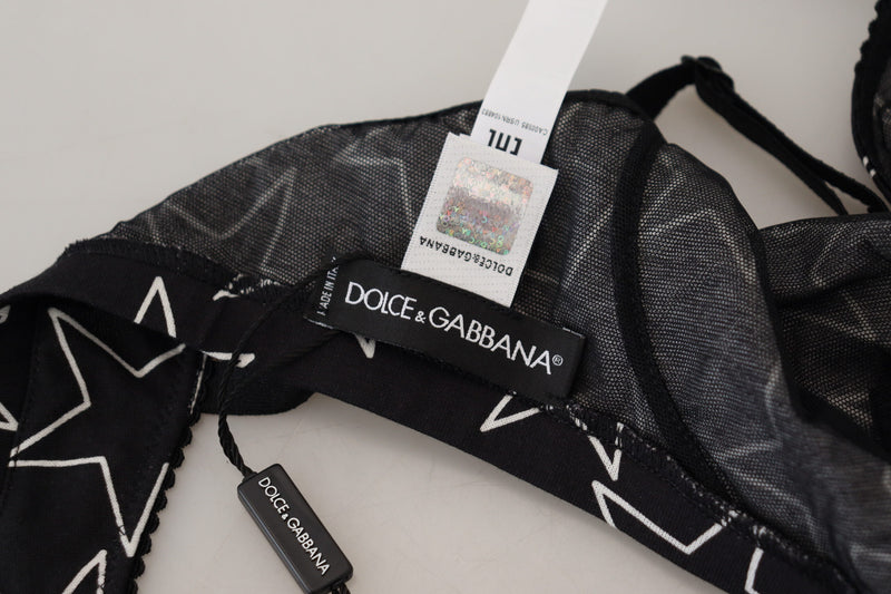 Dolce & Gabbana Black Millennials Star Non Wire Cotton Bra