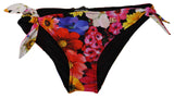 Dolce & Gabbana Black Floral Print Bikini Bottom Swimwear