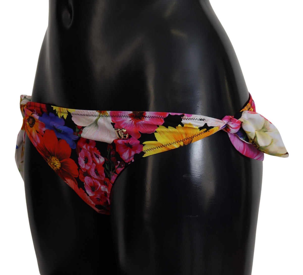 Dolce & Gabbana Black Floral Print Bikini Bottom Swimwear