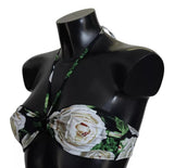 Dolce & Gabbana Black Floral Halter Bikini Top - Élégance et Confort