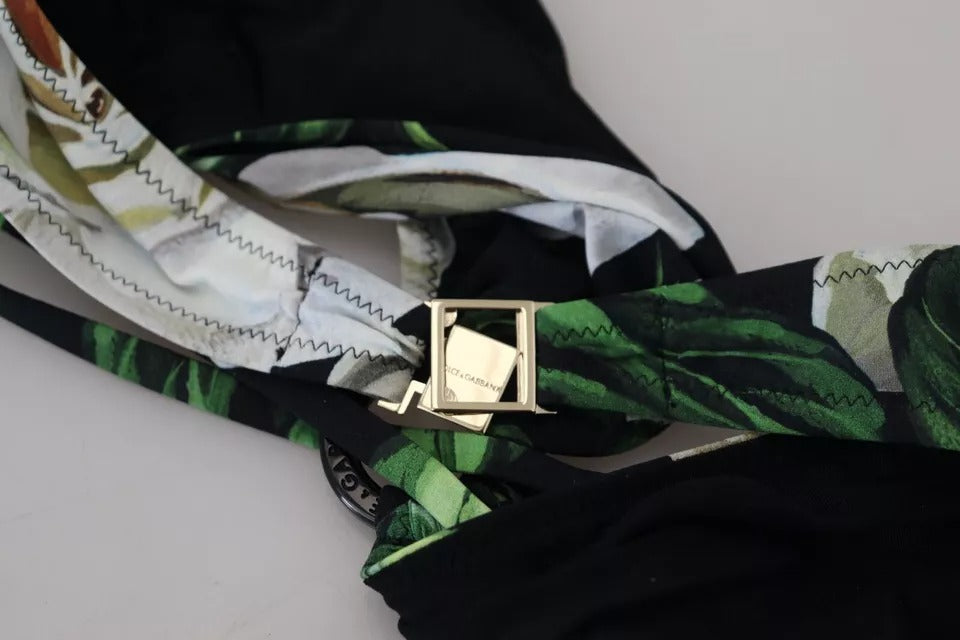 Dolce & Gabbana Black Floral Halter Bikini Top - Élégance et Confort