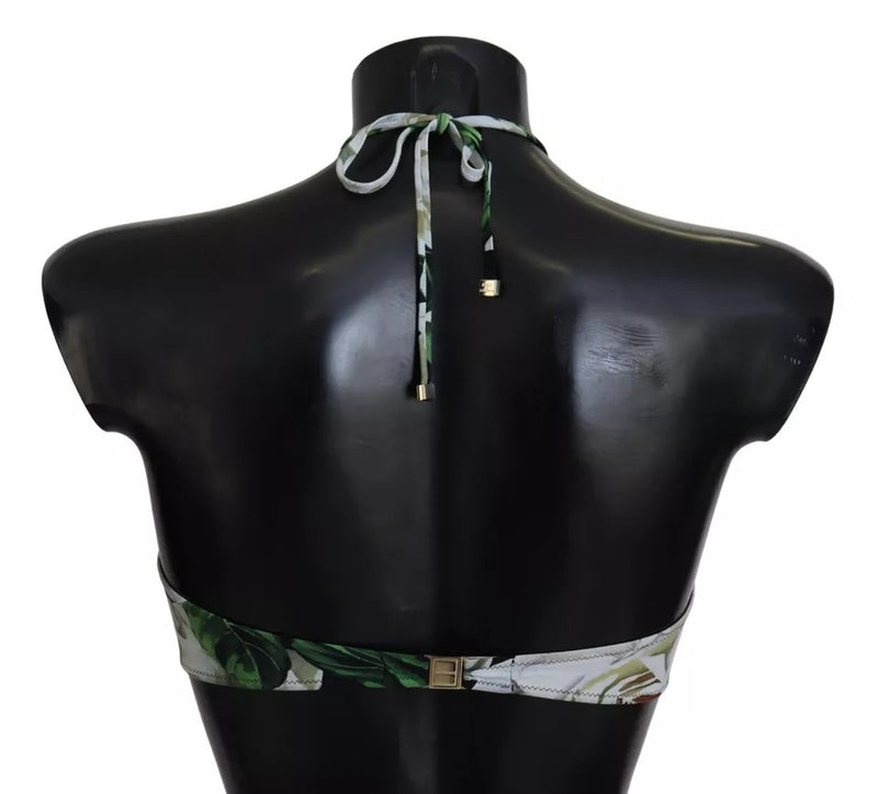 Dolce & Gabbana Black Floral Halter Bikini Top - Elegant Swimwear