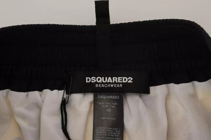 Dsquared² Gele en Zwarte Geprinte Nylon Zwembroek/Badkleding