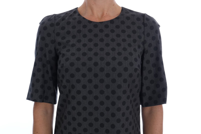 Robe Dolce &amp; Gabbana grise à pois en laine stretch