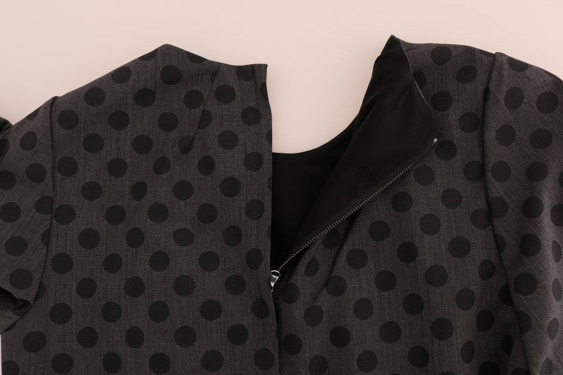 Robe Dolce &amp; Gabbana grise à pois en laine stretch