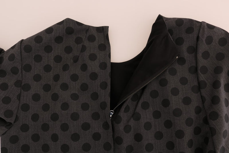 Robe Dolce &amp; Gabbana grise à pois en laine stretch