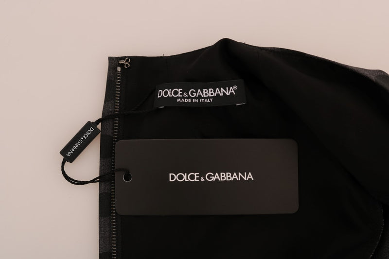 Robe Dolce &amp; Gabbana grise à pois en laine stretch