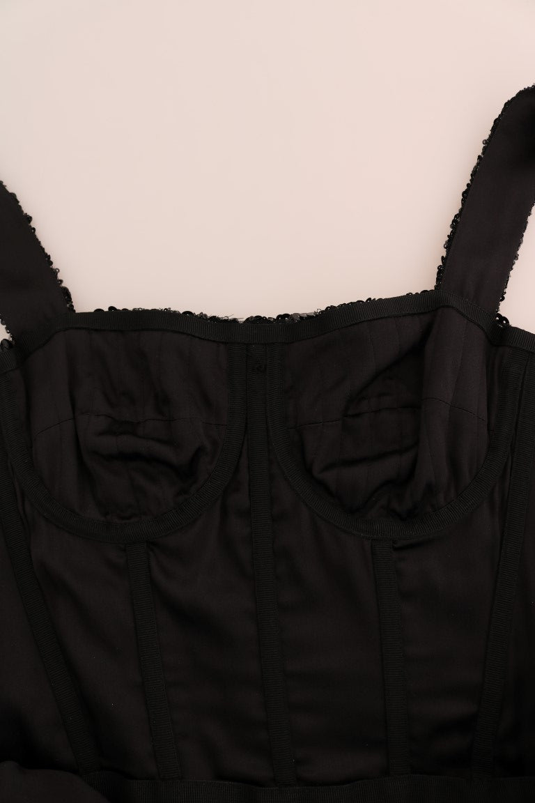 Robe Dolce &amp; Gabbana noire et rouge à pois et sequins