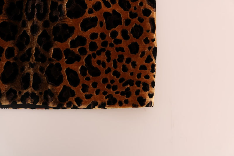 Robe fourreau en soie imprimée léopard marron Dolce &amp; Gabbana
