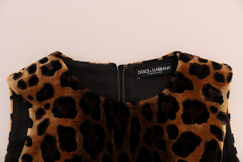 Robe fourreau en soie imprimée léopard marron Dolce &amp; Gabbana