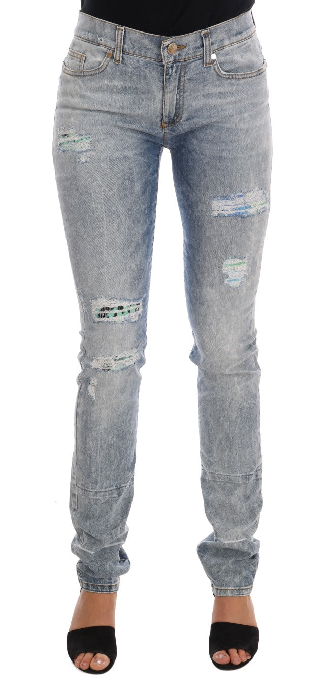 Jean Versace bleu délavé déchiré stretch coupe slim