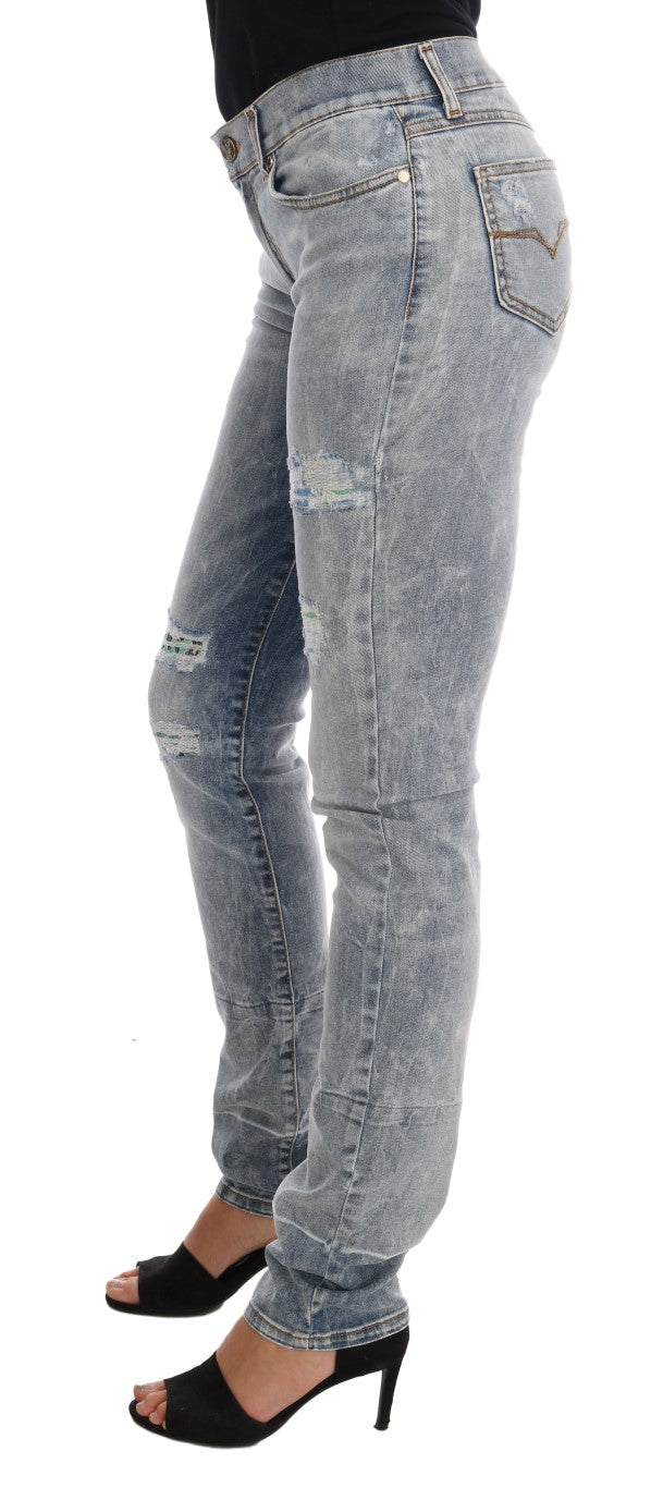 Jean Versace bleu délavé déchiré stretch coupe slim