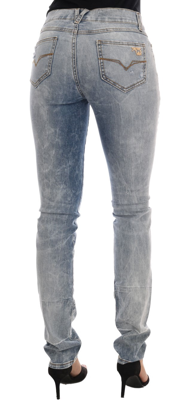 Jean Versace bleu délavé déchiré stretch coupe slim