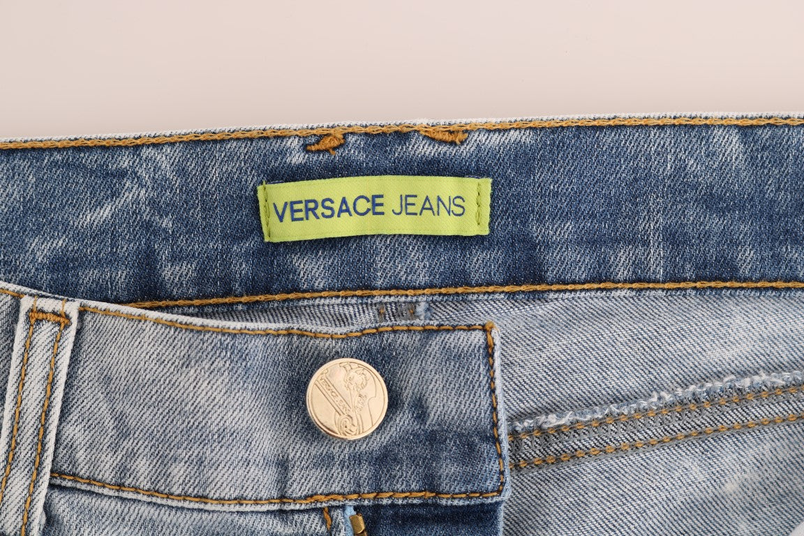 Jean Versace bleu délavé déchiré stretch coupe slim