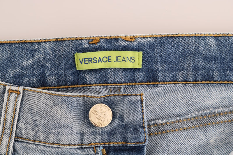 Jean Versace bleu délavé déchiré stretch coupe slim