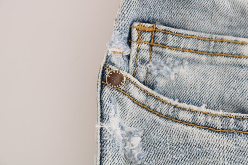 Jean Versace bleu délavé déchiré stretch coupe slim