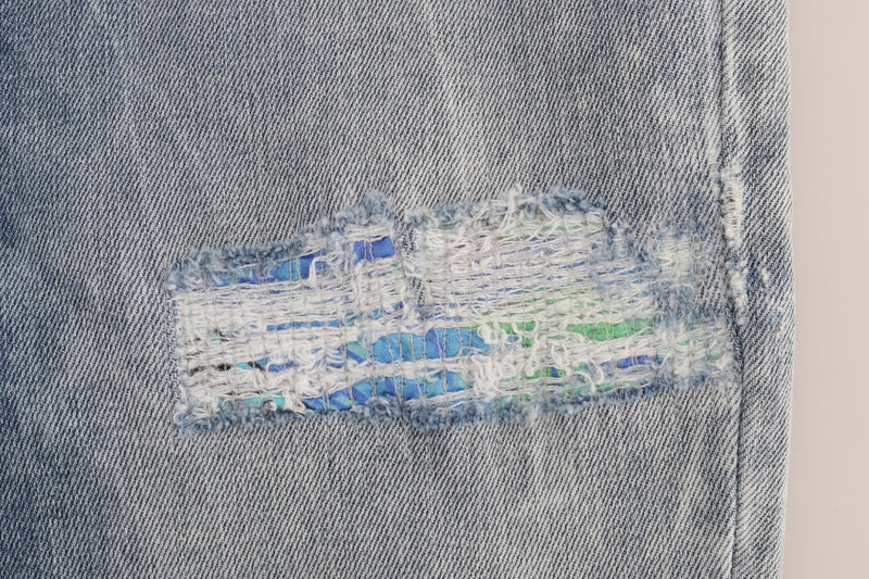 Jean Versace bleu délavé déchiré stretch coupe slim