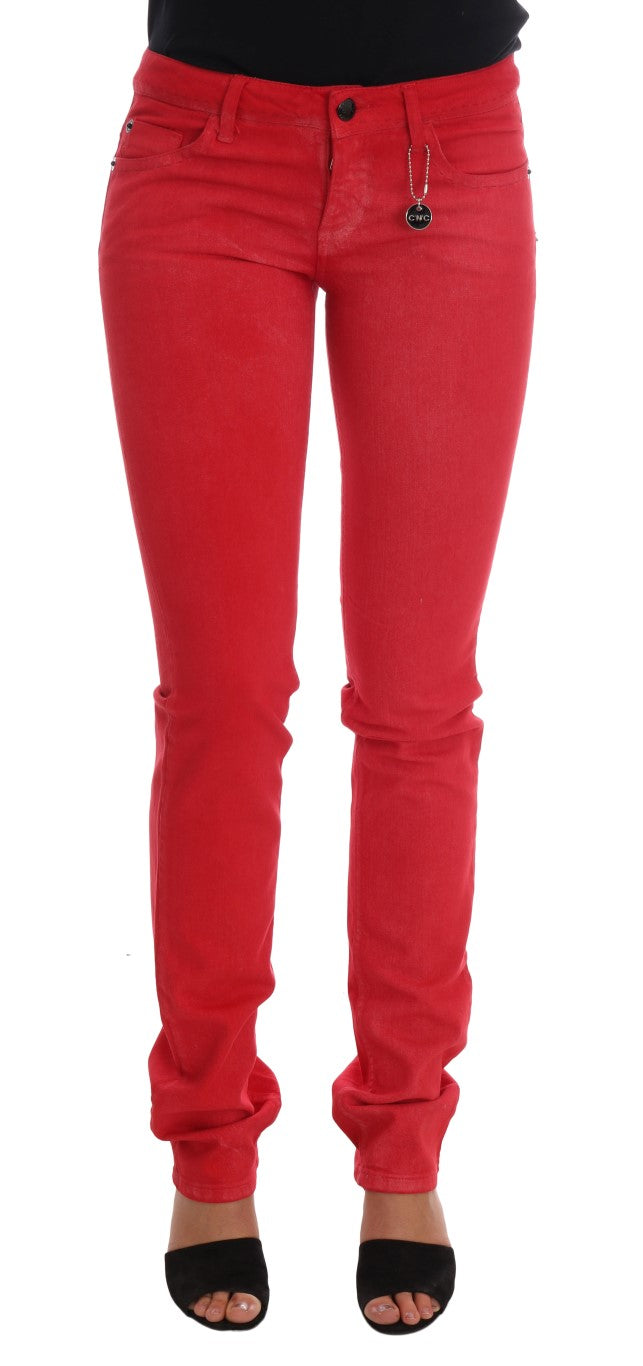 Jean slim stretch en coton rouge Costume National