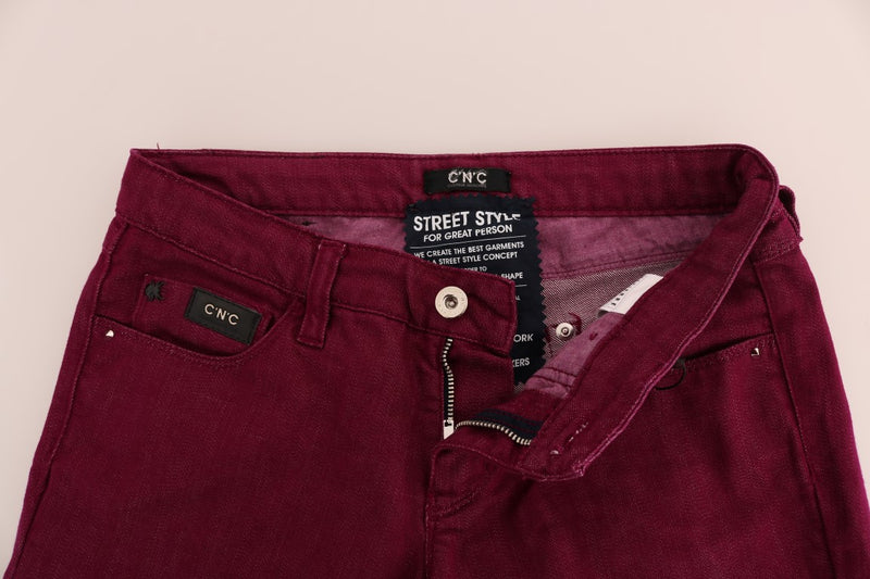 Jean en denim stretch rouge délavé Costume National