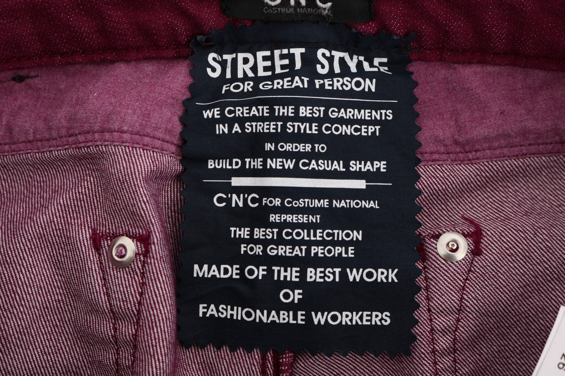 Jean en denim stretch rouge délavé Costume National