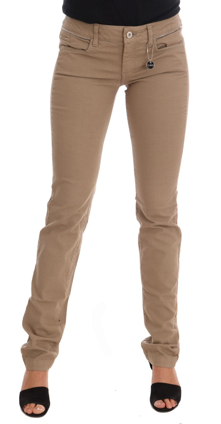 Jean Costume National beige en coton stretch coupe slim