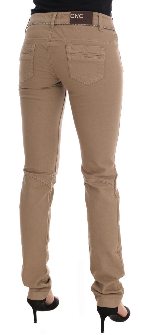 Jean Costume National beige en coton stretch coupe slim