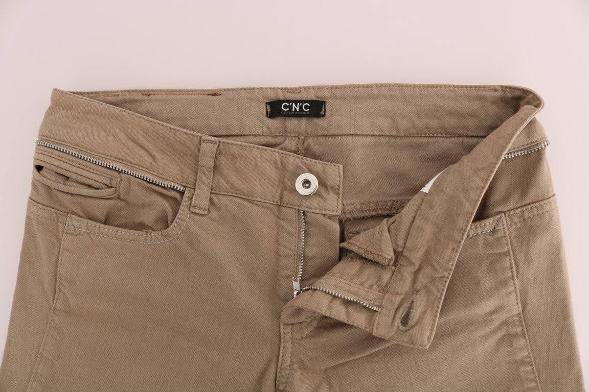 Jean Costume National beige en coton stretch coupe slim