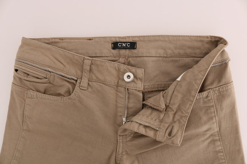 Jean Costume National beige en coton stretch coupe slim