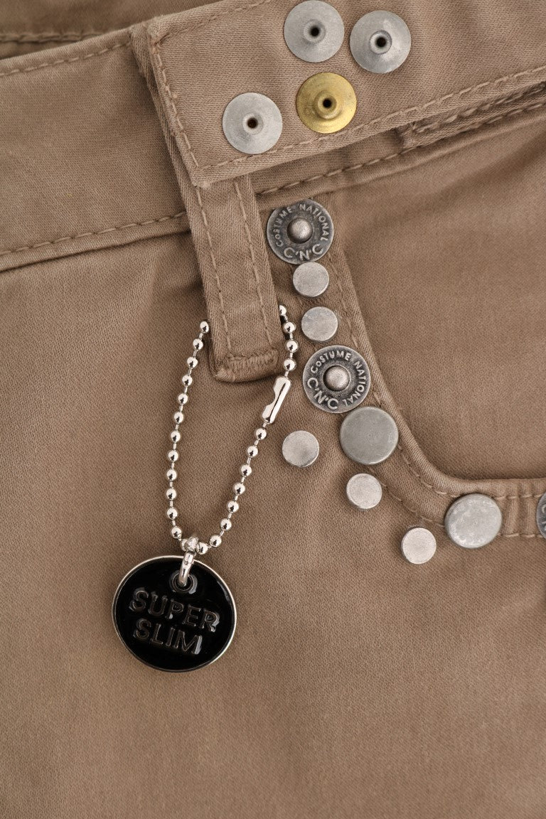 Jean Costume National beige en coton stretch coupe slim