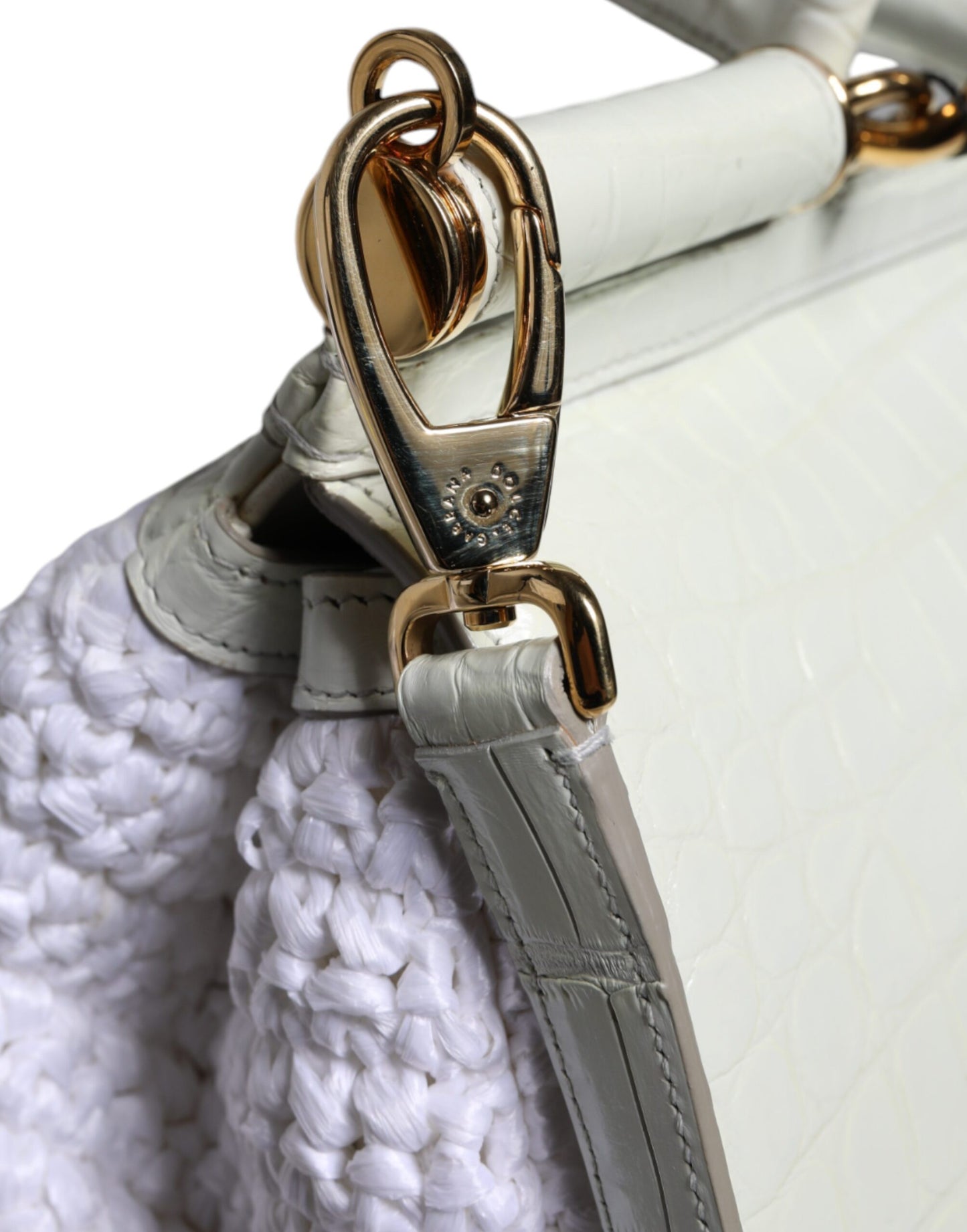 Sac bandoulière Dolce & Gabbana SICILY en cuir raphia blanc