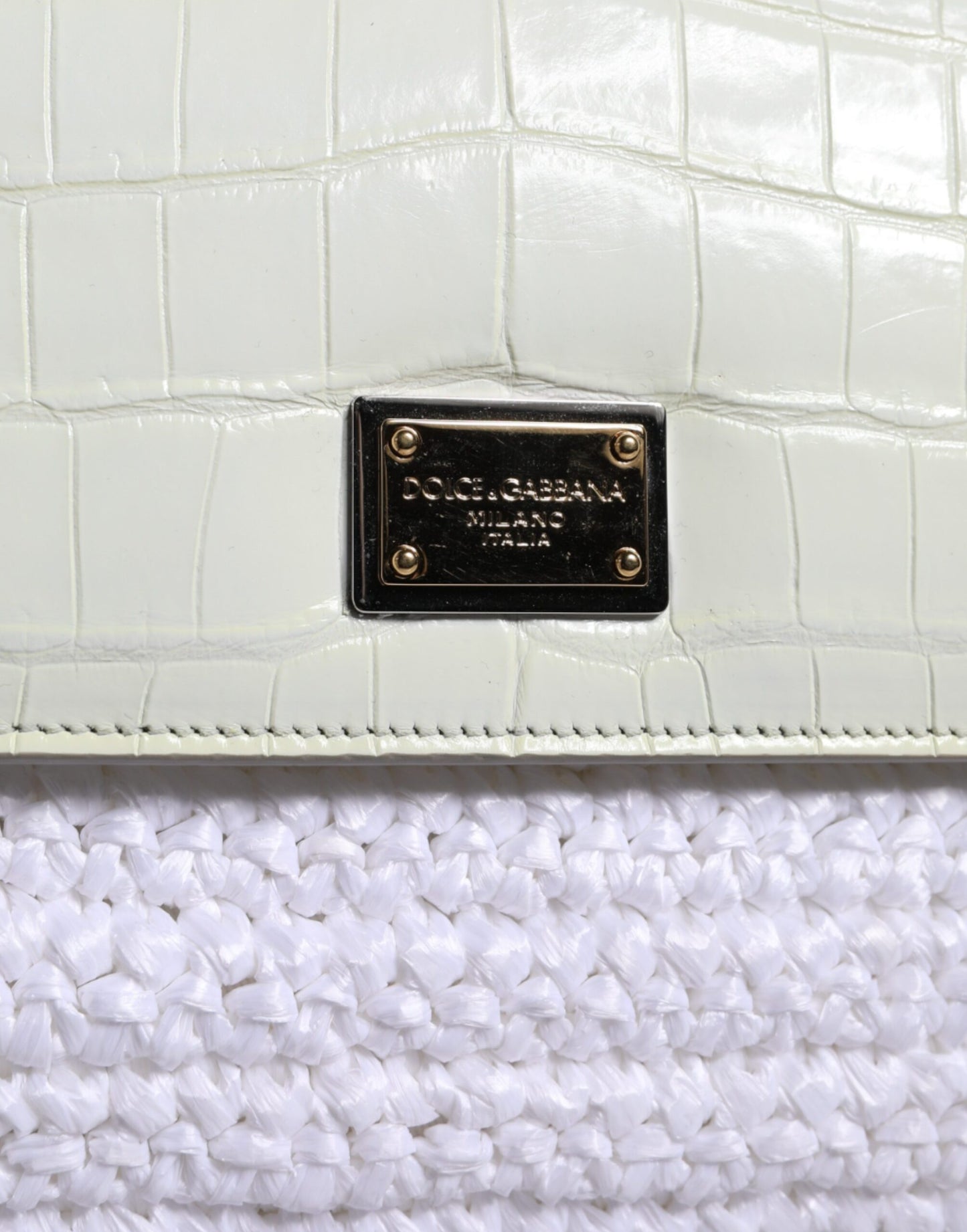 Sac bandoulière Dolce & Gabbana SICILY en cuir raphia blanc