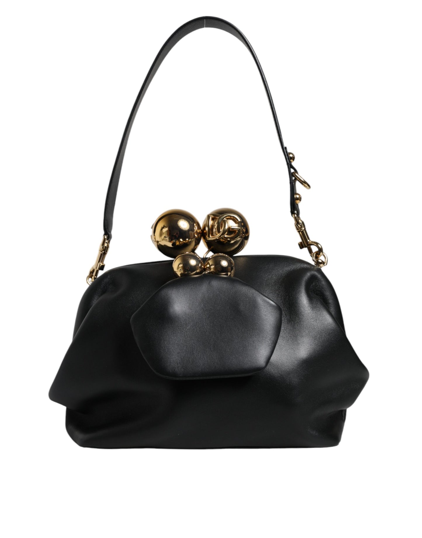 Pochette à bandoulière en cuir de veau noir Dolce &amp; Gabbana