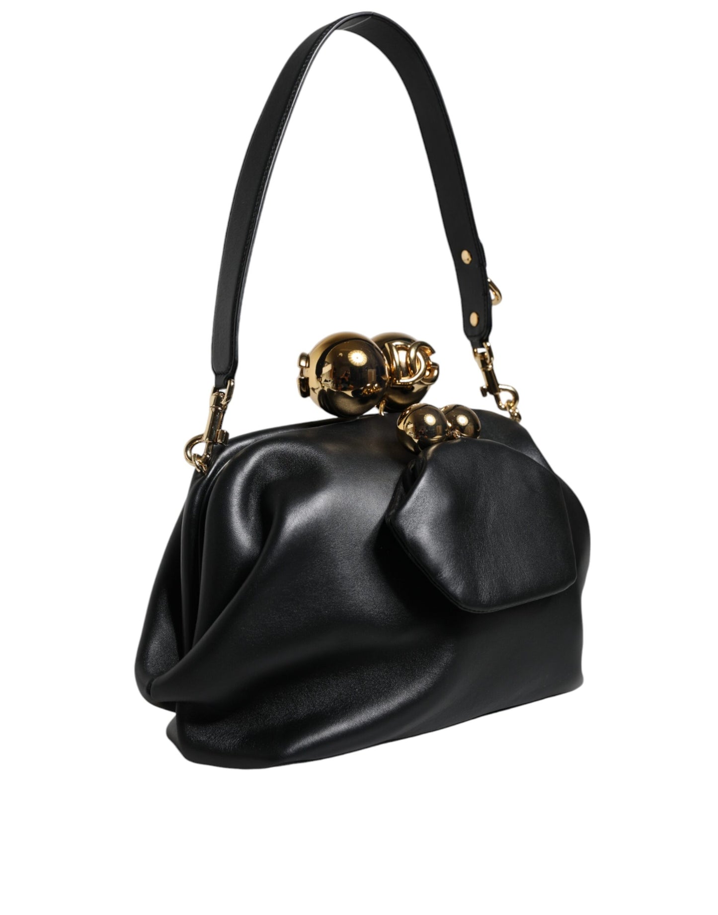 Pochette à bandoulière en cuir de veau noir Dolce &amp; Gabbana