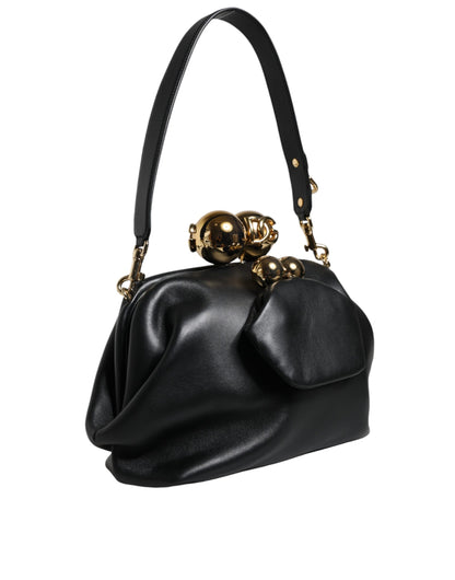 Pochette à bandoulière en cuir de veau noir Dolce &amp; Gabbana