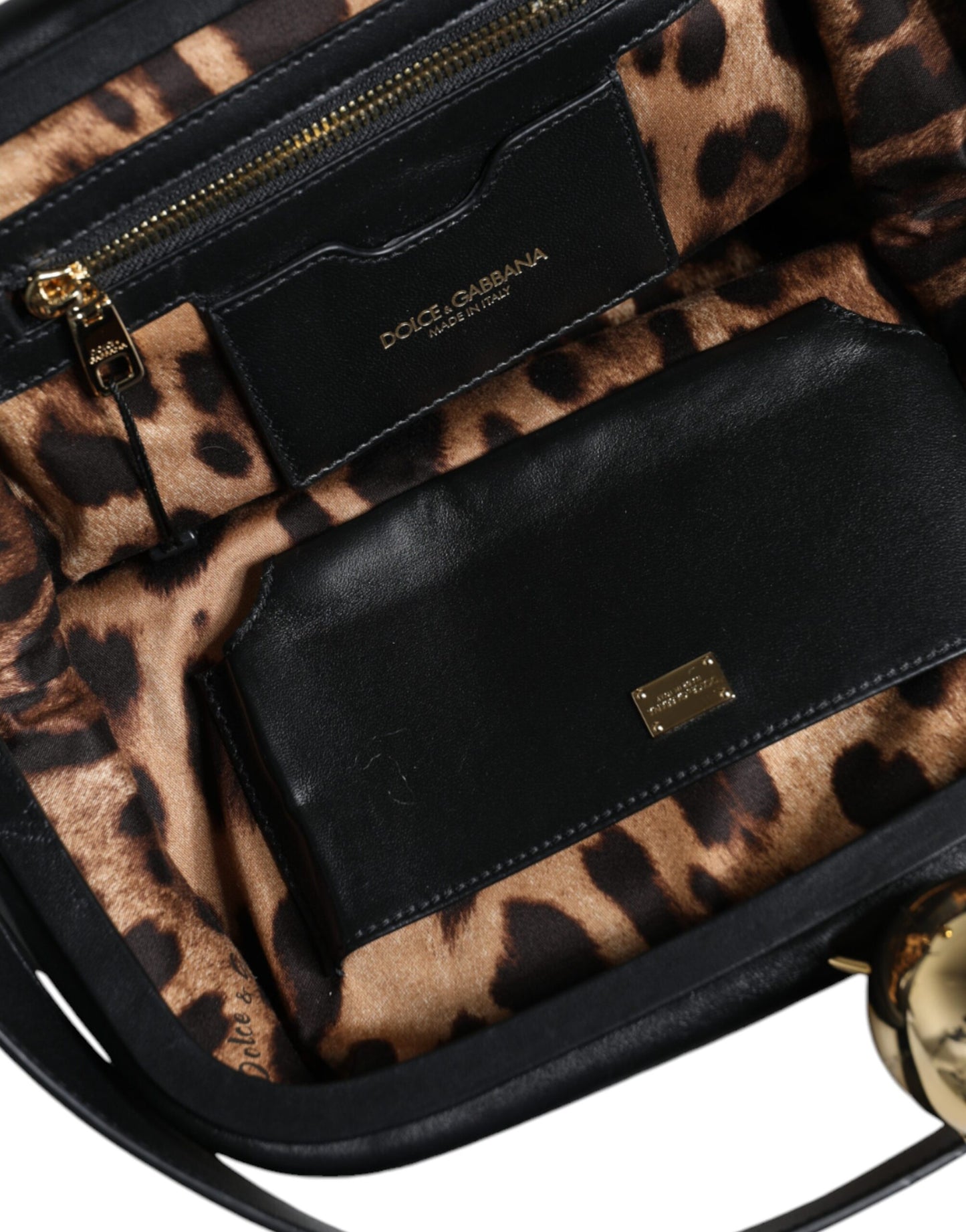 Pochette à bandoulière en cuir de veau noir Dolce &amp; Gabbana