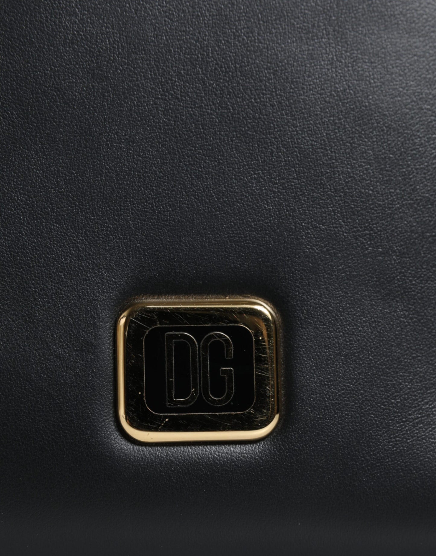 Dolce & Gabbana Zwarte Leren Logo Plaque Nekband Kaart- en Muntenportemonnee