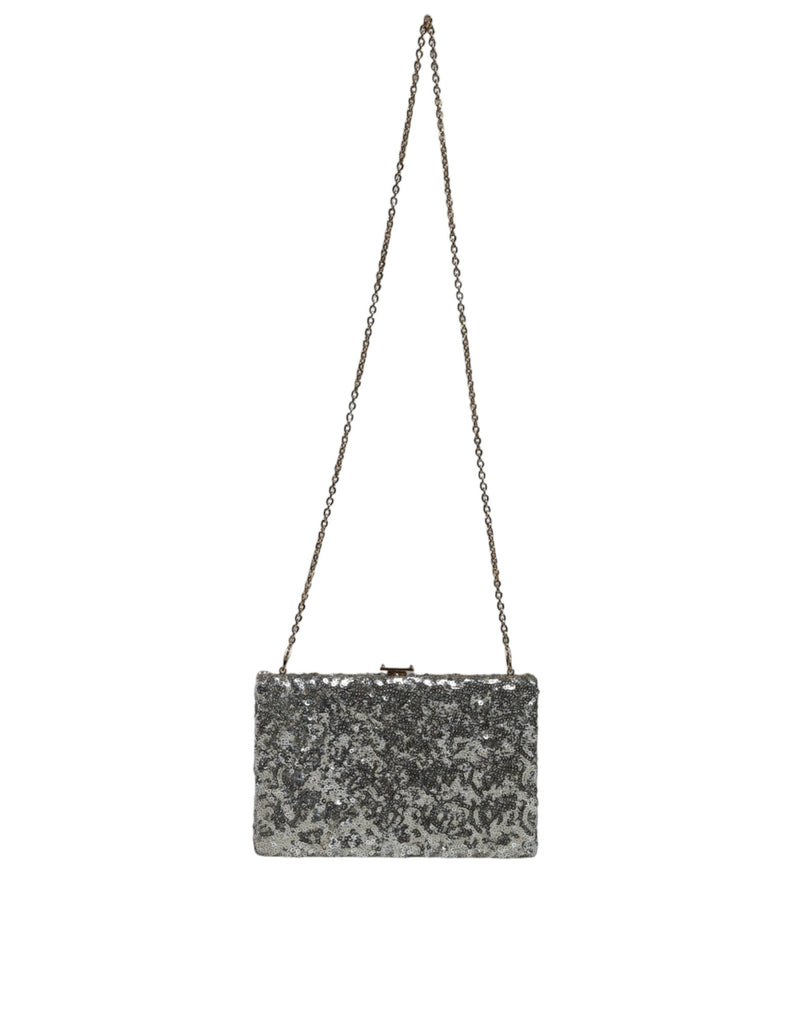 Dolce & Gabbana Sac Clutch Soirée Argenté Pailleté