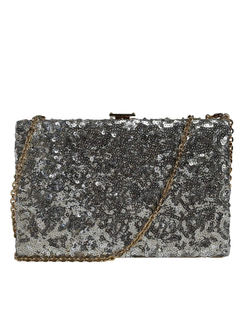 Dolce & Gabbana Sac Clutch Soirée Argenté Pailleté