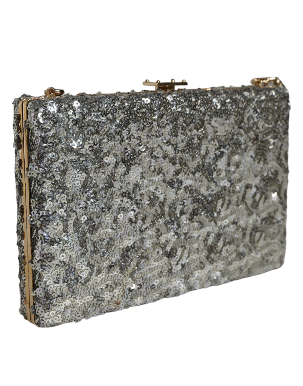 Dolce & Gabbana Sac Clutch Soirée Argenté Pailleté