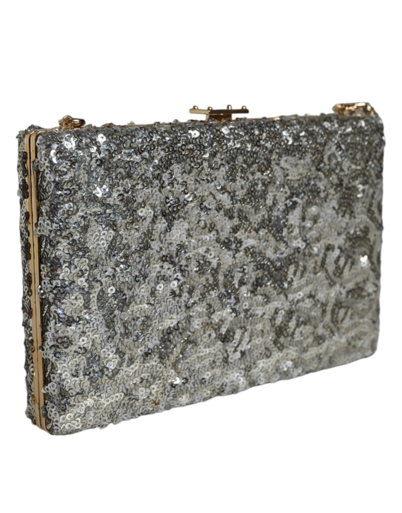 Dolce & Gabbana Sac Clutch Soirée Argenté Pailleté