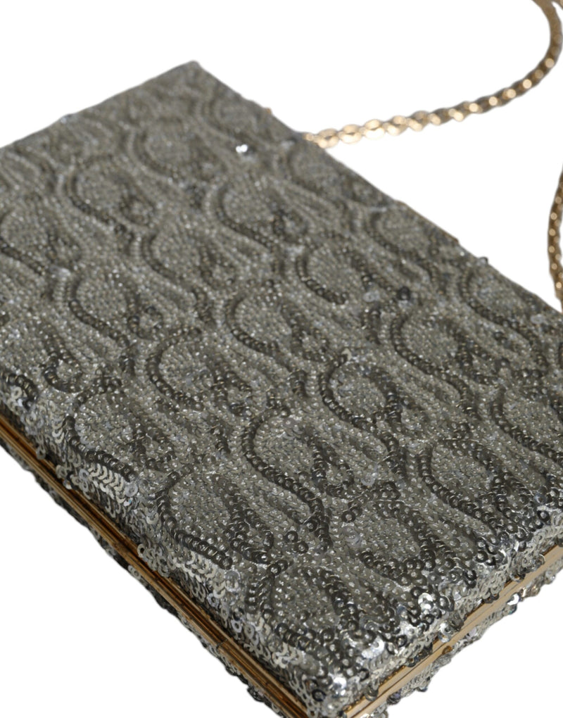 Dolce & Gabbana Sac Clutch Soirée Argenté Pailleté