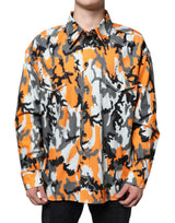 Veste en jean à col montant multicolore à motif camouflage de Dolce & Gabbana