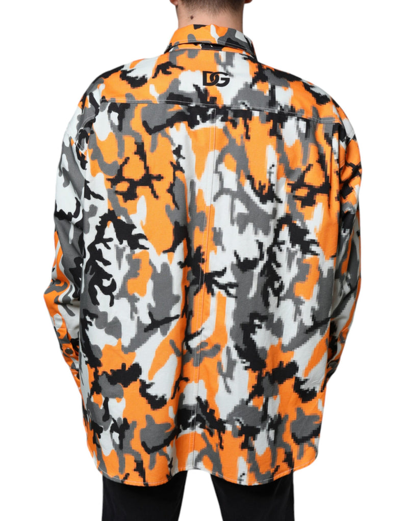 Dolce & Gabbana Multicolor Camouflage Katoenen Denim Jas met Kraag